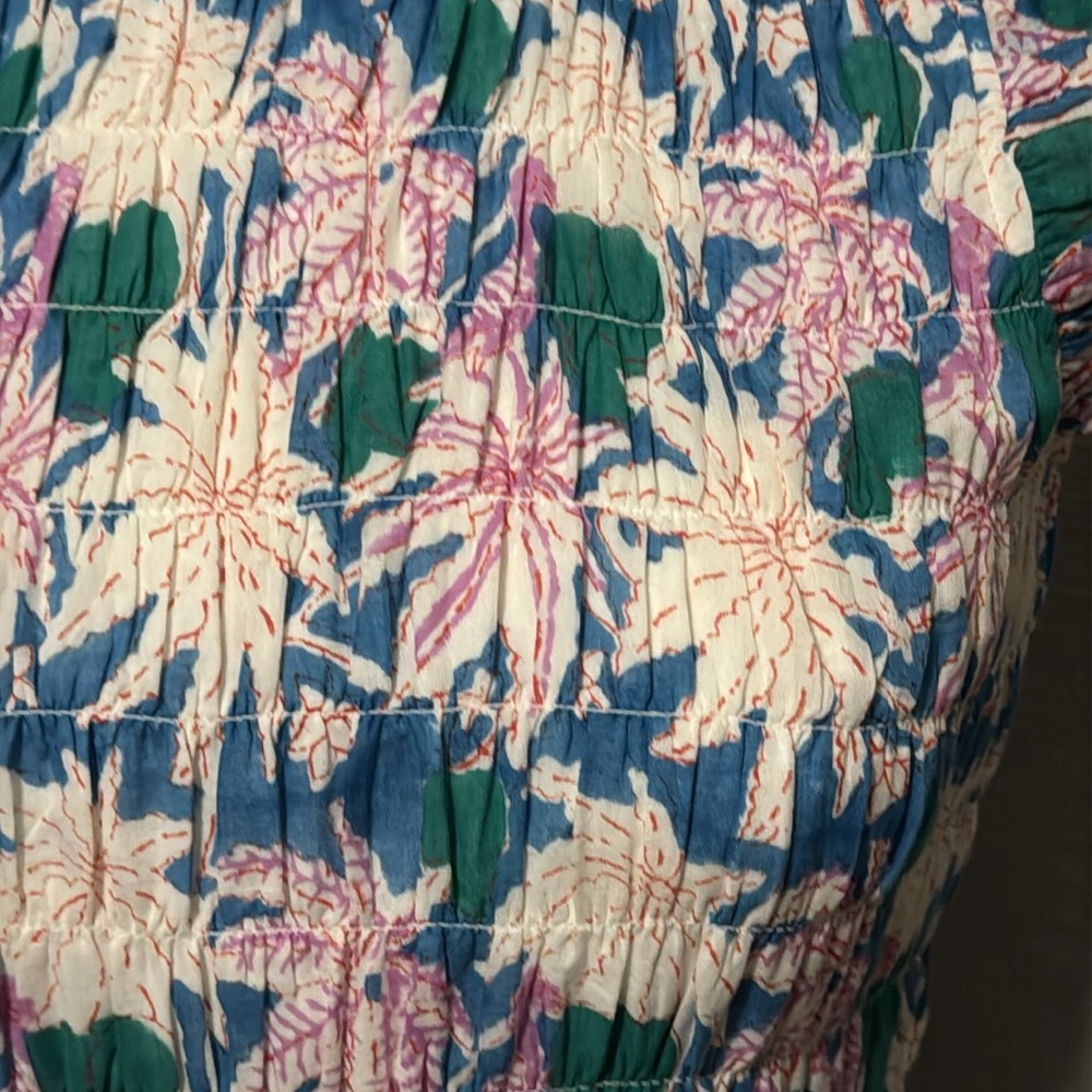 Oliphant brand Dress-XS-Floral-Sleeveless-Cotton-Maxi-Lined-Blue/Pink/Green-EUC - Picture 4 of 16